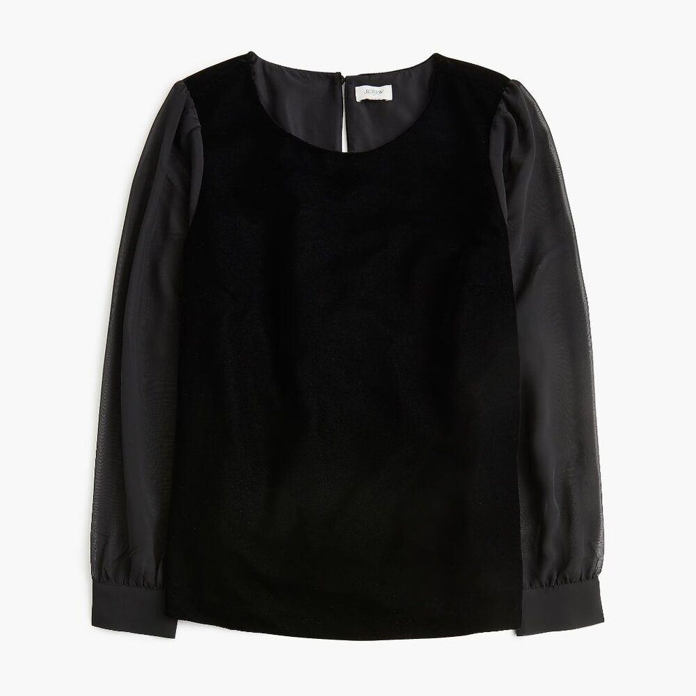 Velvet Puff Sleeve Top for Women J.Crew Factory